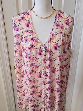 MOD LUSIVE BRAND WOMEN'S PLUS SIZE PINK FLORAL SLEEVELESS SUMMER TOP SIZE 3X
